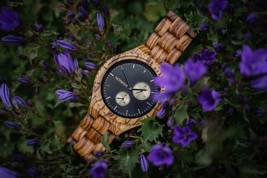 CHRONOS Armbanduhr | Holzuhr für Herren | Chronographen | Gold