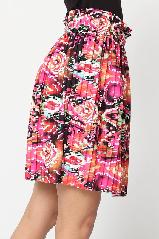 Kurzer bedruckter Faltenrock – One Size, Made in Italy