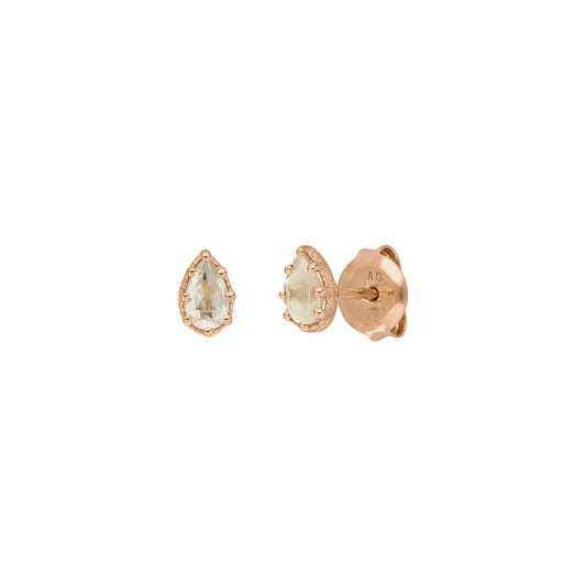 Ohrstecker Drop, Prehnit, 18 K Rosegold vergoldet