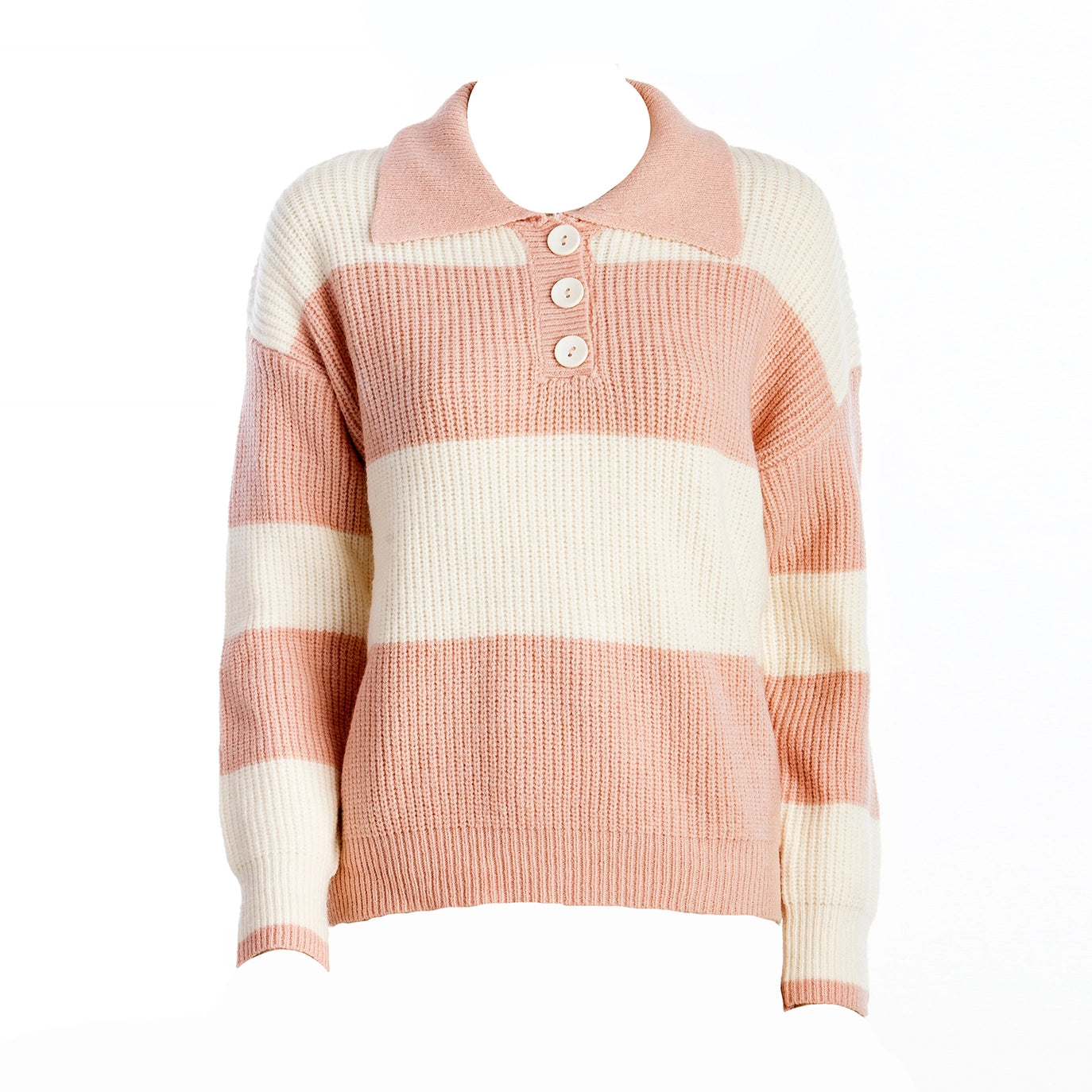 Prinzessinnenpullover – Rosa-weiß gestreifter Pullover im femininen Stil