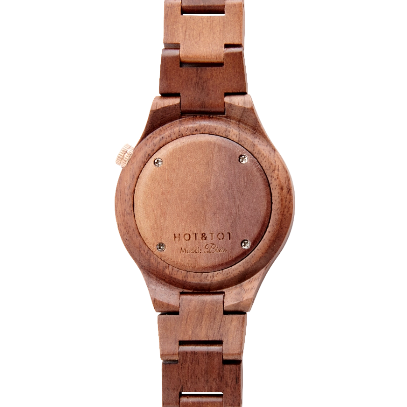 NEU BIXIE | Uhr aus Walnussholz | Roségold | Blaues Zifferblatt | 40 mm