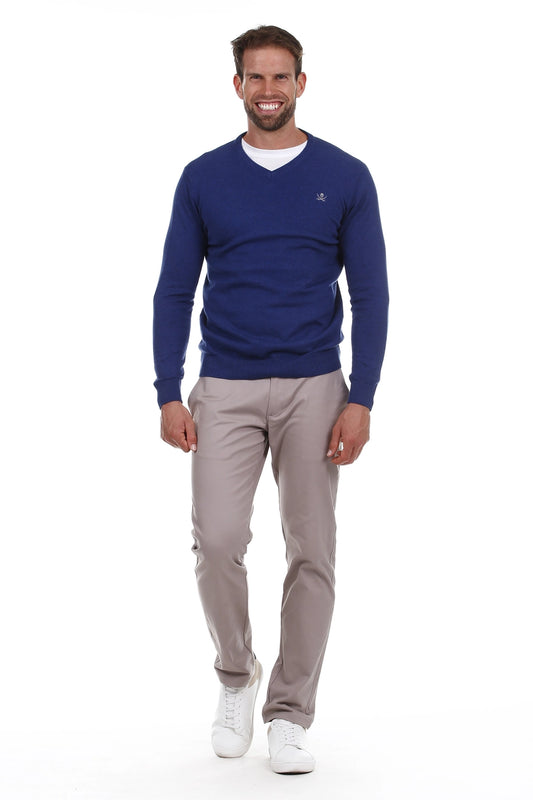 Herren-Trikot Pico Blue – V-Ausschnitt | 100 % Baumwolle