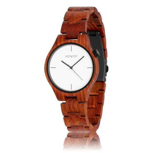 SFINX Armbanduhr | Unisex Holzuhr | Nachhaltig | Rot | Weiß | Schwarz