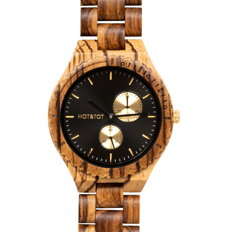 CHRONOS Armbanduhr | Holzuhr für Herren | Chronographen | Gold