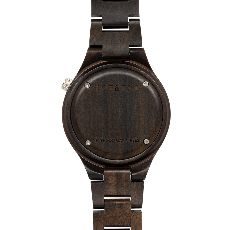 FORESTA Armbanduhr | Unisex Holzuhr | Schwarzer Marmor | Nachhaltig | Silber