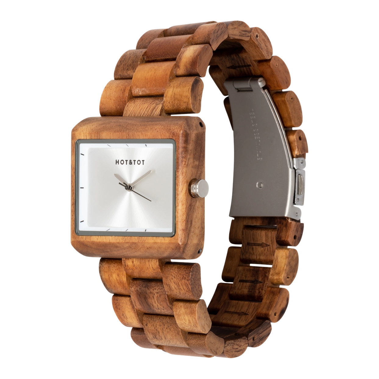 HORIZON | Holzuhr für Herren | Quadratisch | Nachhaltig | Silber Armbanduhr
