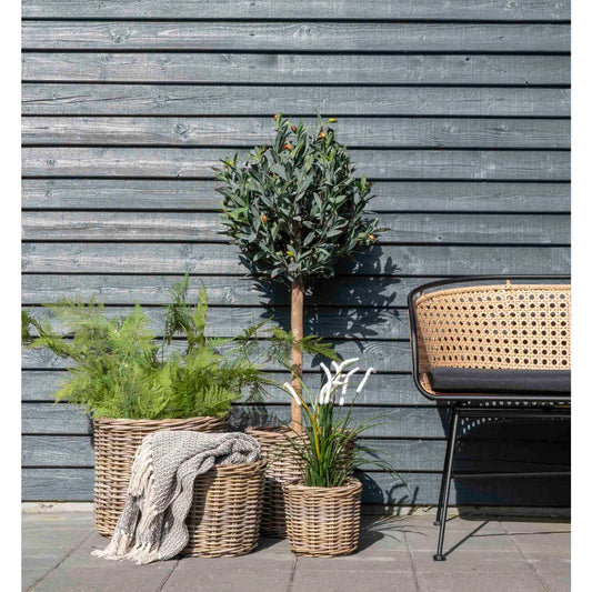 Bogor Baskets – 4 runde Körbe aus Kubu mit Kunststoff-Innenfutter