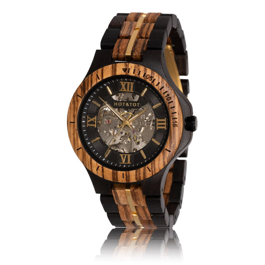 GOLD MOTUS Armbanduhr | Holzuhr für Herren | Automatik | Gold