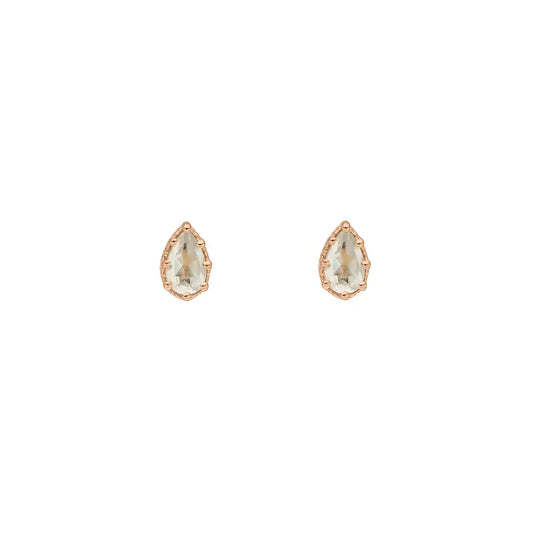Ohrstecker Drop, Prehnit, 18 K Rosegold vergoldet