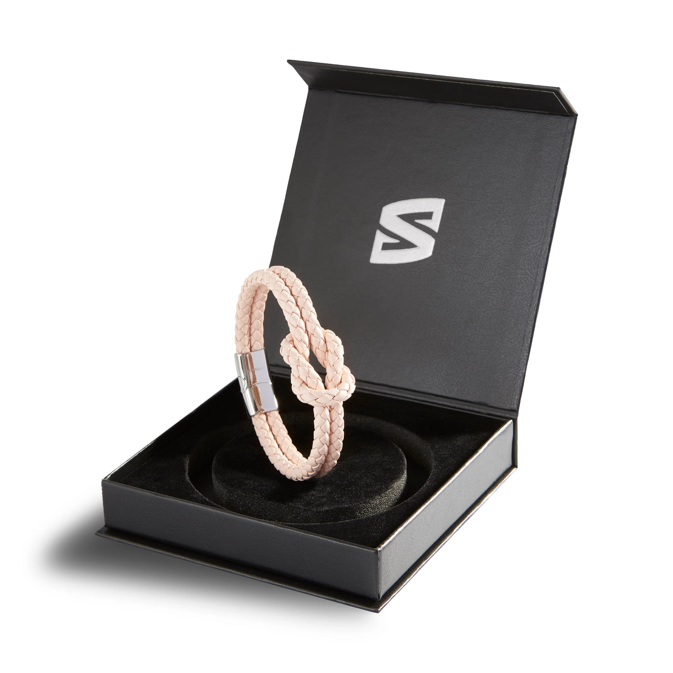 Lederarmband „Knot“ – Rosa | Echtleder & Edelstahlverschluss