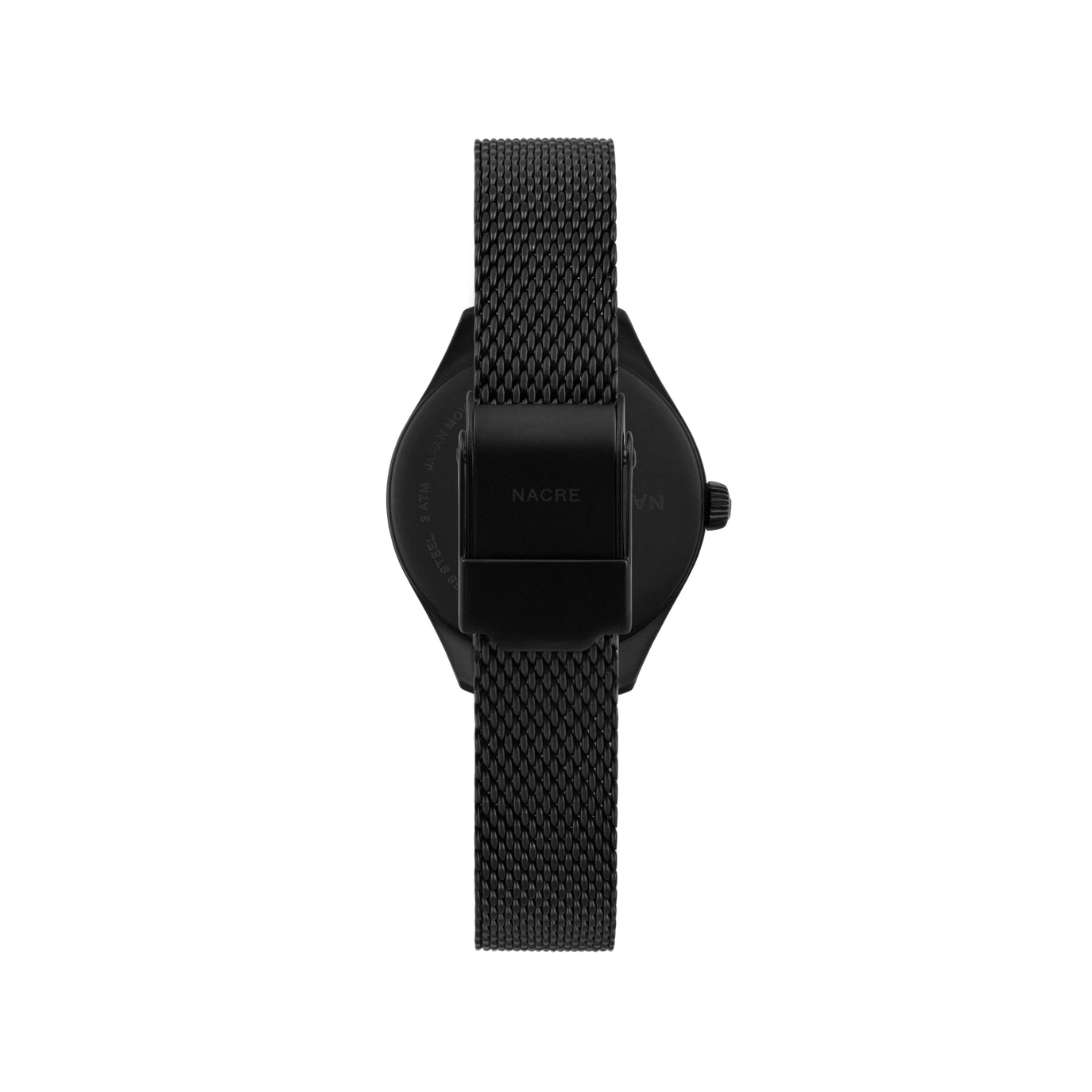 Nacre Mini Lune – Mattschwarz | Mesh-Armband | 28 mm