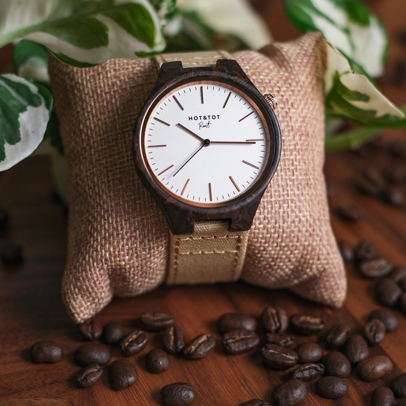 THE ROAST | Unisex Armbanduhr Hergestellt aus Kaffeebohnen! | 40 mm | Roségold