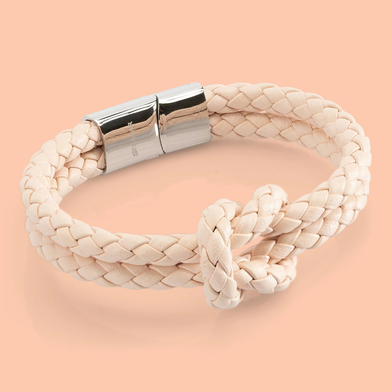 Lederarmband „Knot“ – Rosa | Echtleder & Edelstahlverschluss