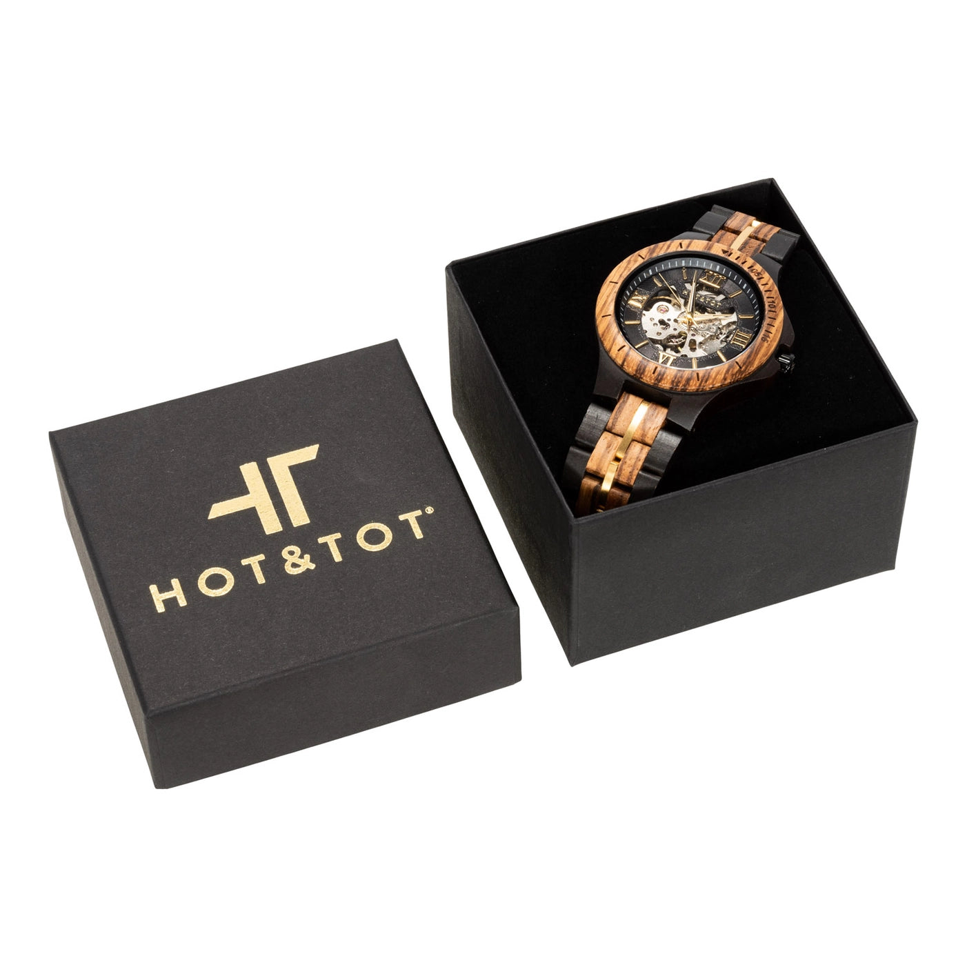 GOLD MOTUS Armbanduhr | Holzuhr für Herren | Automatik | Gold