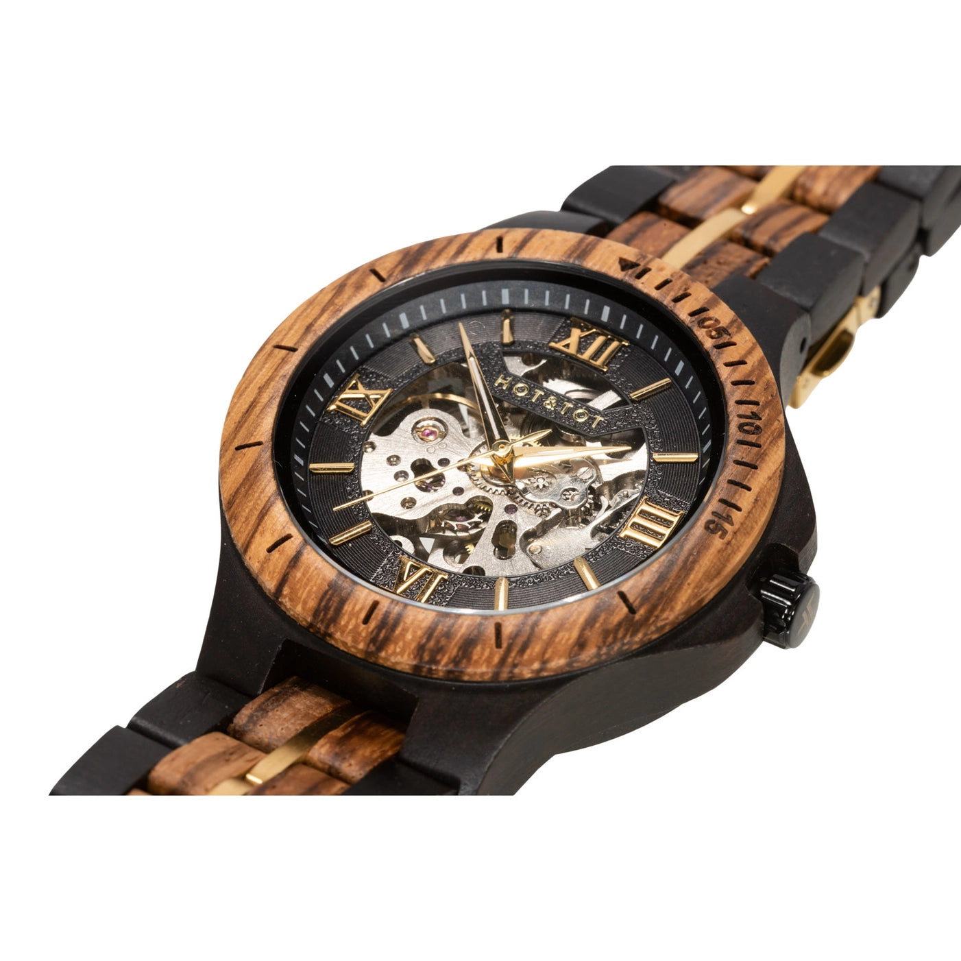 GOLD MOTUS Armbanduhr | Holzuhr für Herren | Automatik | Gold