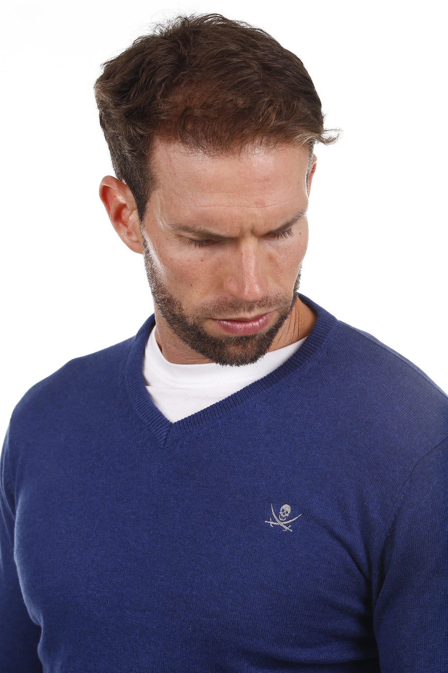 Herren-Trikot Pico Blue – V-Ausschnitt | 100 % Baumwolle