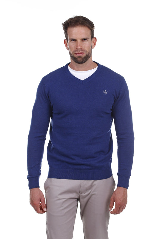 Herren-Trikot Pico Blue – V-Ausschnitt | 100 % Baumwolle