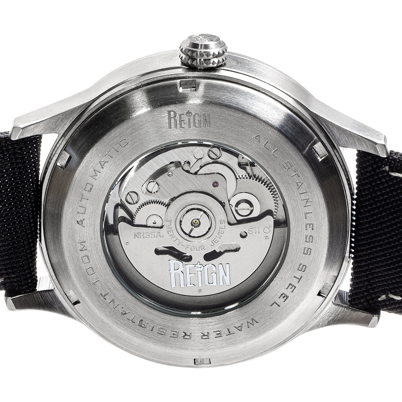 Reign Henry Automatikuhr – Lederarmband mit Leinenüberzug | Edelstahlgehäuse