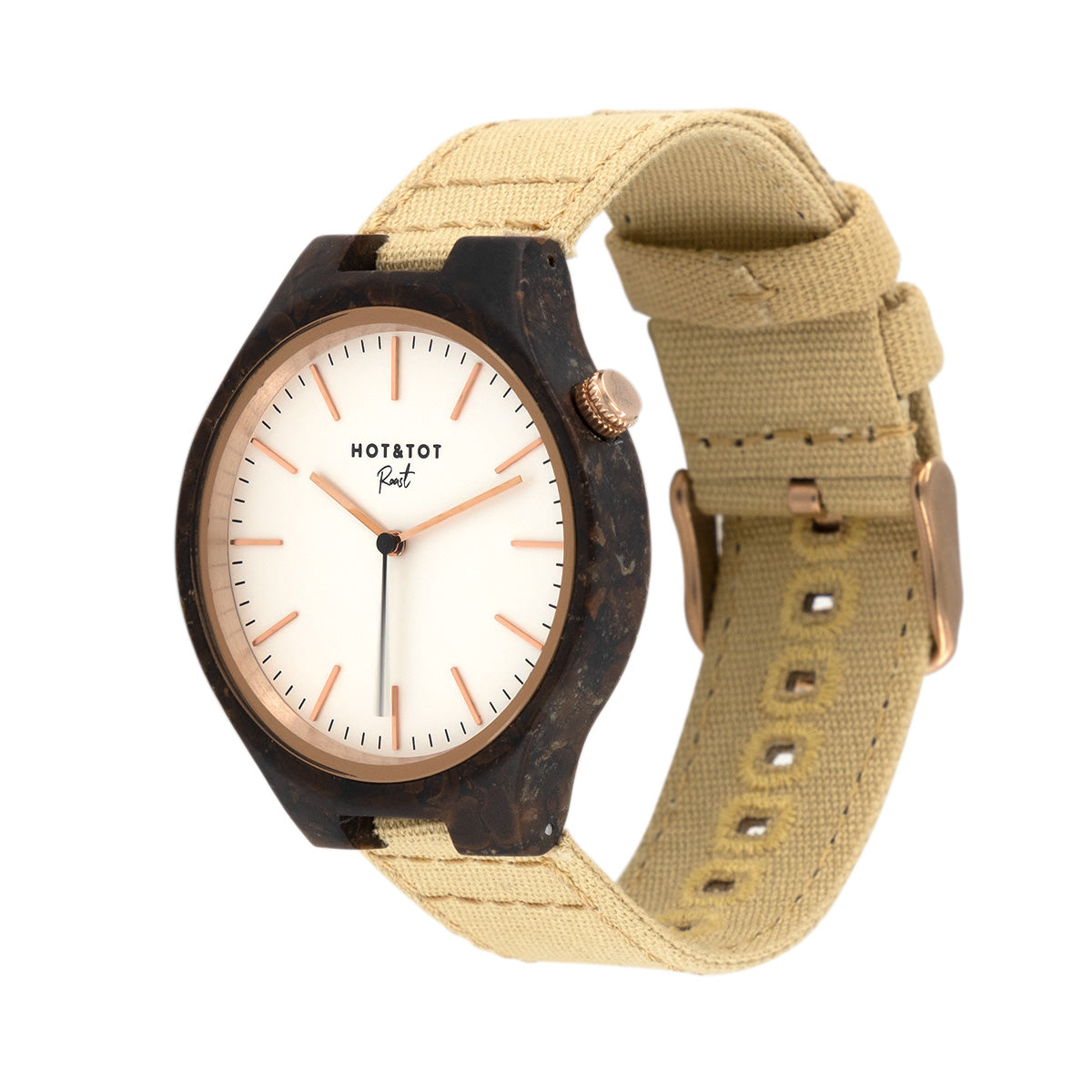 THE ROAST | Unisex Armbanduhr Hergestellt aus Kaffeebohnen! | 40 mm | Roségold