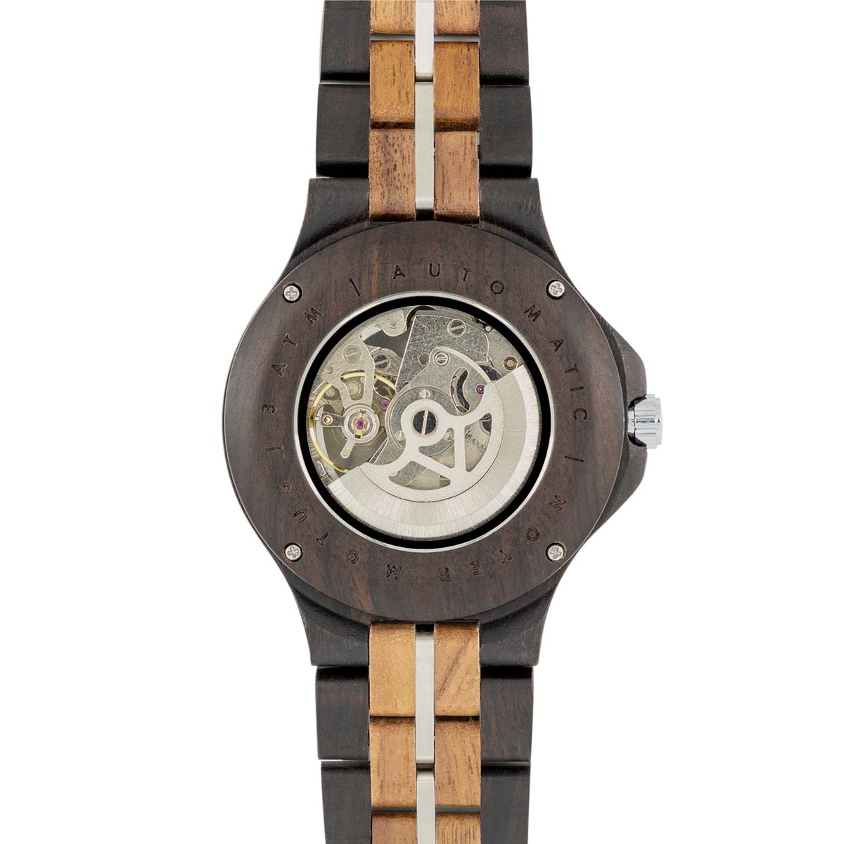 NOYER MOTUS Armbanduhr | Uhr aus Nussbaumholz für Herren | Automatik | Silber