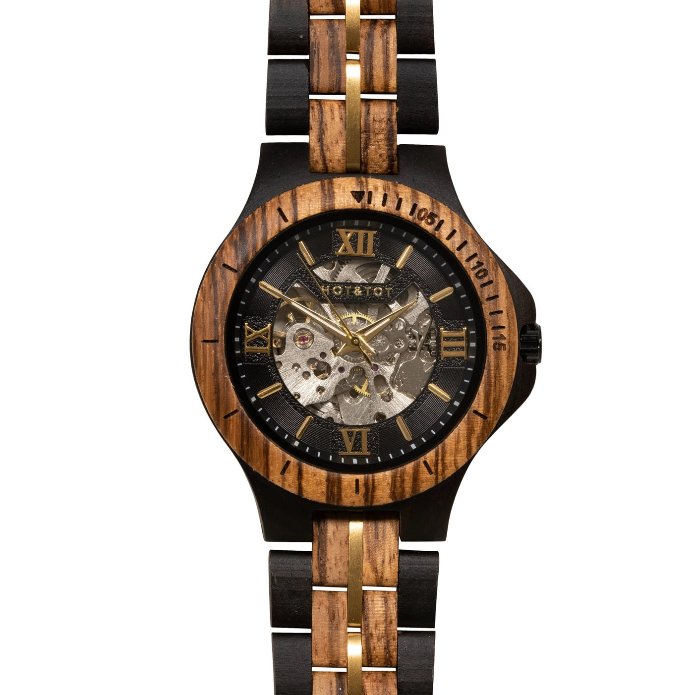 GOLD MOTUS Armbanduhr | Holzuhr für Herren | Automatik | Gold