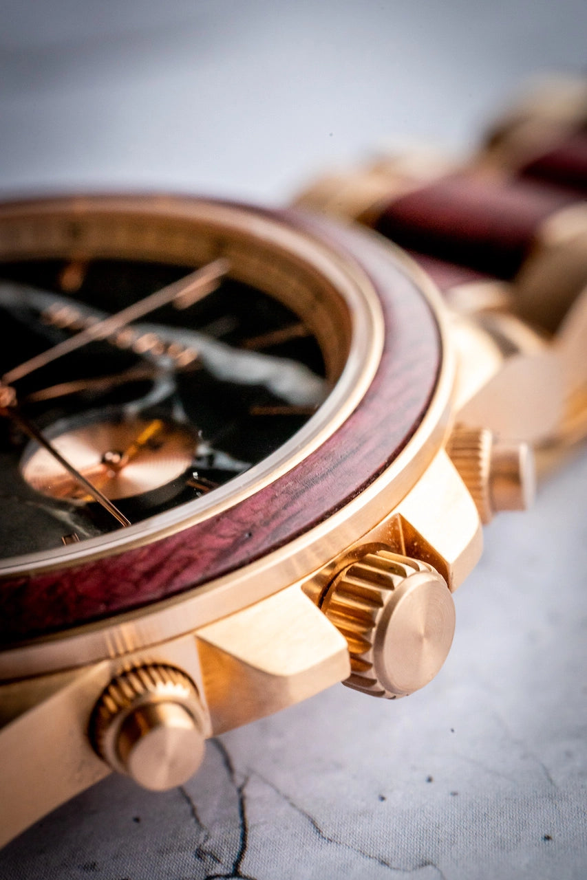 ROYAL PELTOGYNE | Holzuhr für Herren | Marmor | Nachhaltige Armbanduhr
