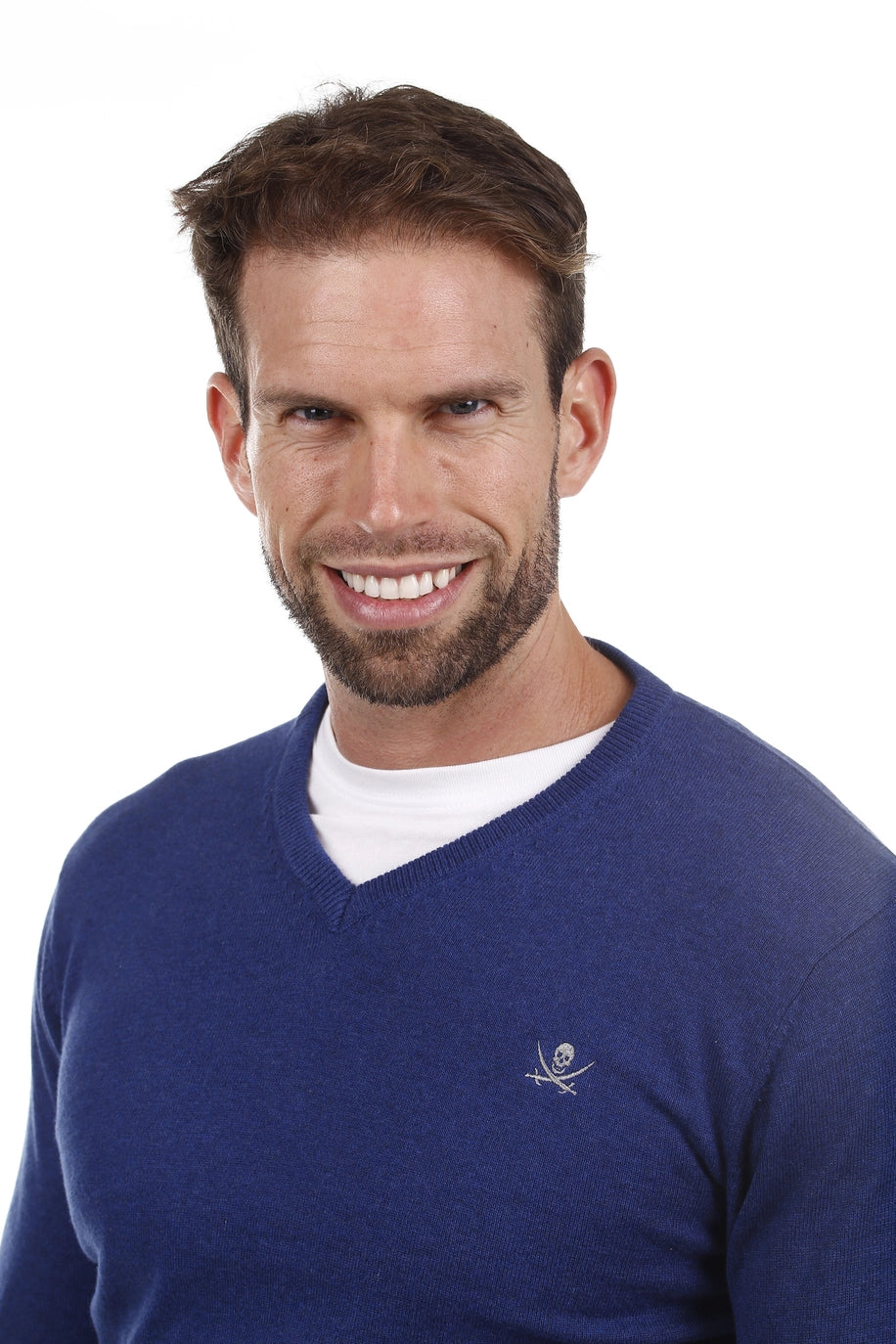 Herren-Trikot Pico Blue – V-Ausschnitt | 100 % Baumwolle