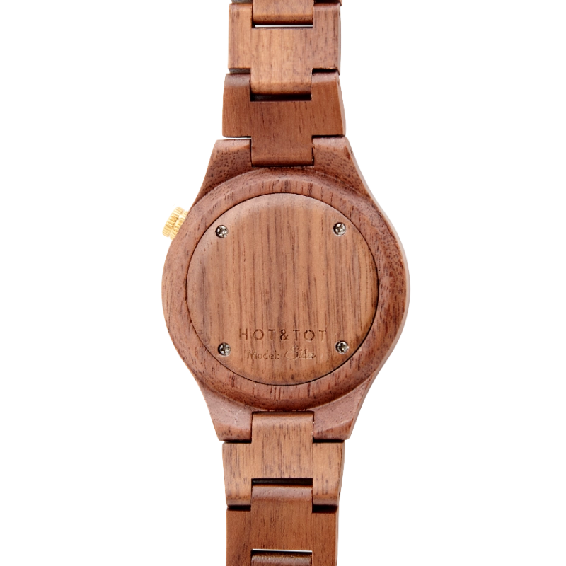 NEW SILVA Armbanduhr | Unisex Uhr aus Nussbaumholz | Gold | Grünes Zifferblatt | 40 mm