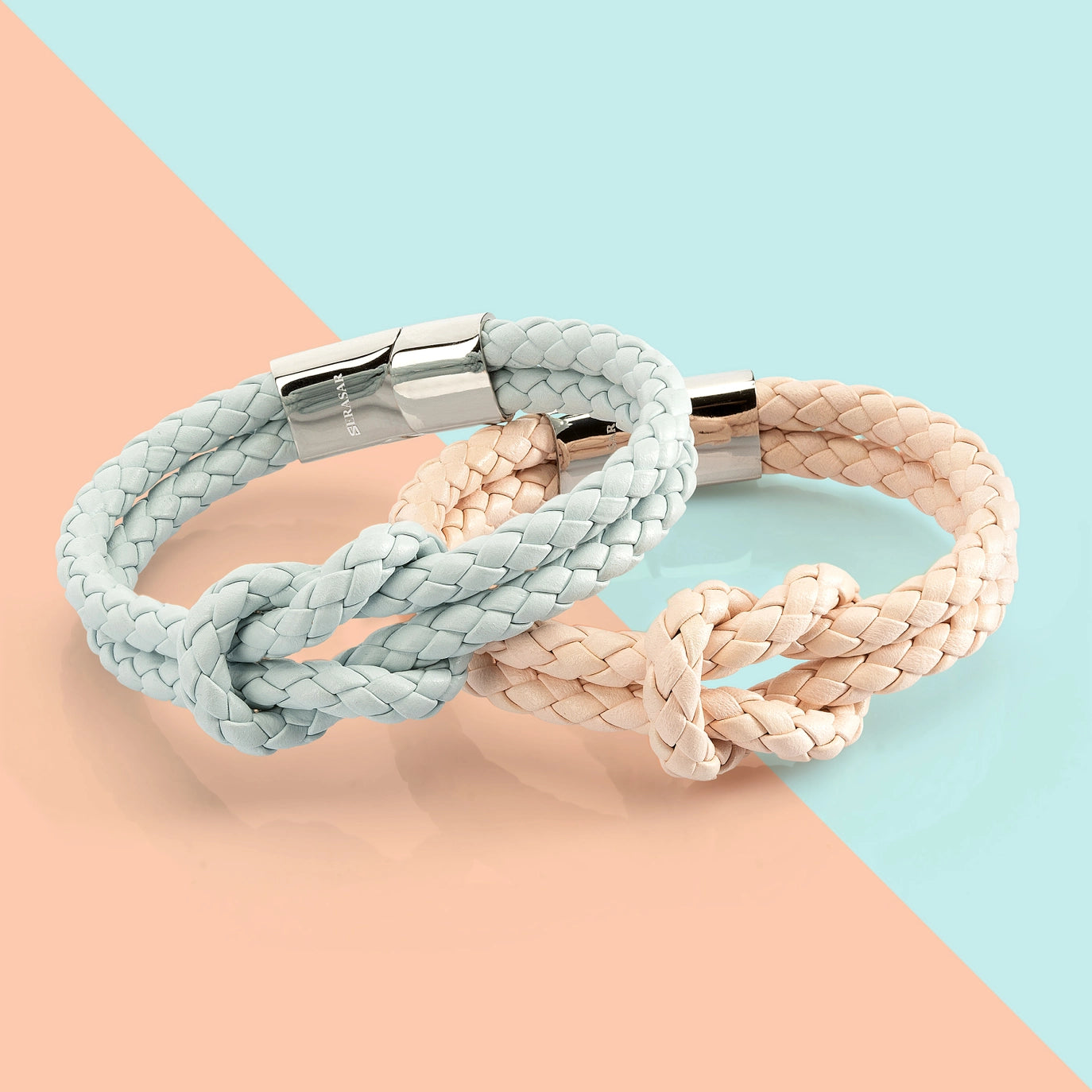 Lederarmband „Knot“ – Rosa | Echtleder & Edelstahlverschluss