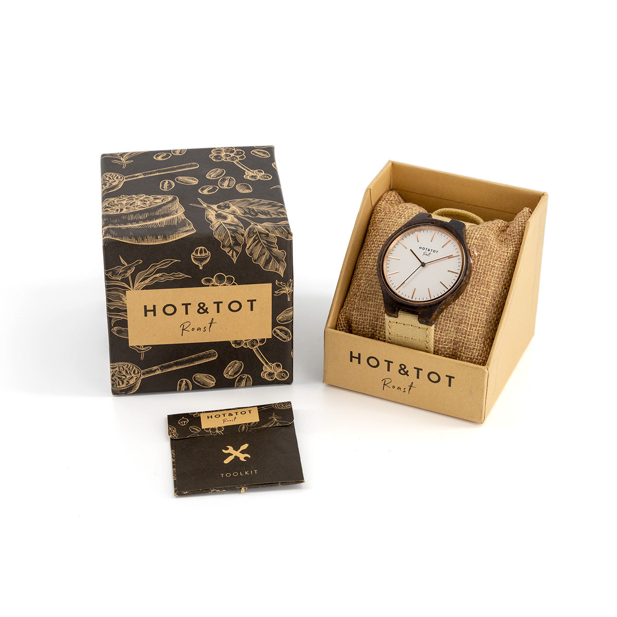 THE ROAST | Unisex Armbanduhr Hergestellt aus Kaffeebohnen! | 40 mm | Roségold