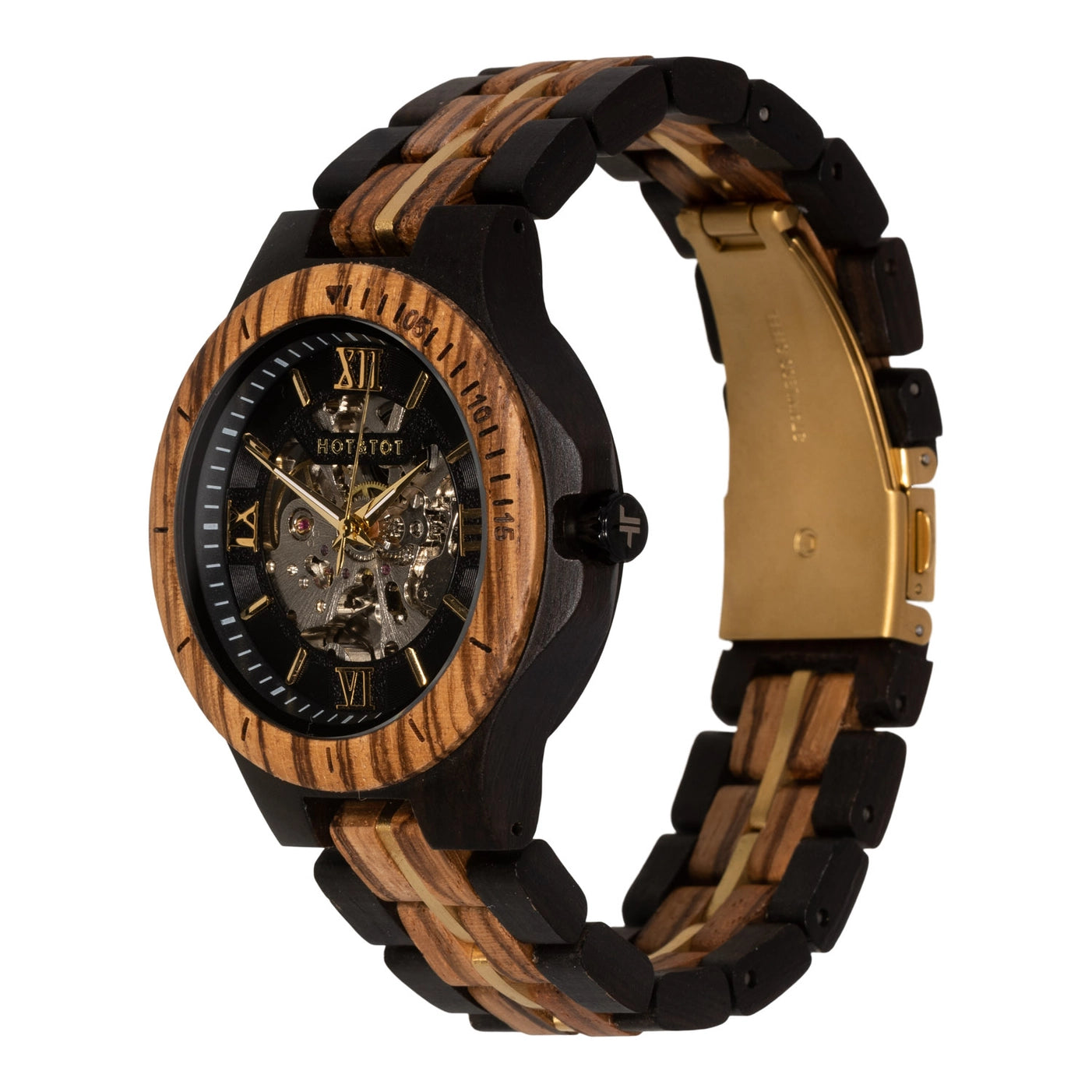 GOLD MOTUS Armbanduhr | Holzuhr für Herren | Automatik | Gold