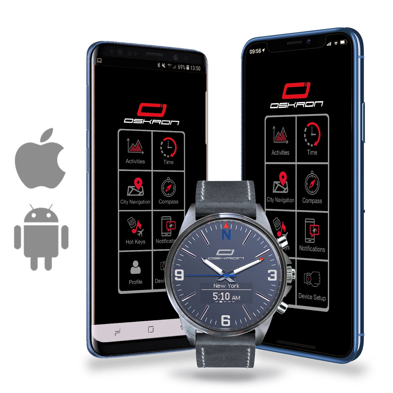 OSKRON Classic mit Lederarmband | Smarte Schmuckuhr